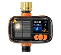TRJZWA Programmateur Arrosage Automatique Solaire, Système D'irrigation Automatique 10 Programmes, Charge par Câble USB-C, Ecran LCD Ultra Clair, Contrôle de I'irrigation pour Jardin et Pelouse