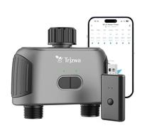 TRJZWA Programmateur Arrosage WiFi avec hub WiFi, 2024 Nouveau Minuterie d'Arrosage Automatique sans Fil Bluetooth AVCE 2 Voies