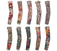TRKETK 10 Paire Manches de Tatouage de Bras, Art Bras Faux Manches de Tatouage Couverture Tatouages Manches Slip On Unisexe 39CM Manches de Protection Solaire Faux Manches de Tatouage Temporaire