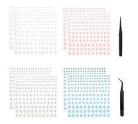 TRKETK 10 Pièces Autocollants De Perles Auto Adhésifs Perles Plates Semi-Circulaires Perles Artisanales Avec une Pince à épiler pour Le Maquillage Du Visage Nail Art Décoration DIY