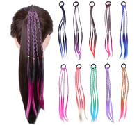 TRKETK 10 Pièces Extensions de Cheveux Colorés pour Filles, Couleurs Dégradées Filles Postiche Kit Tresses Cheveux Tresse Cheveux Enfant pour Cosplay Performance Party Festival Dressup Accessoires