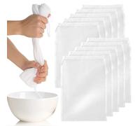 TRKETK 10 Pièces Sacs à Lait de Noix, Passoire en Tissu Étamine pour Cuisine 20x30cm Réutilisables Mousseline Alimentaire Sac à Lait de Noix Blanches pour le Lait d'Amande, le Yaourt, le Jus, le Café