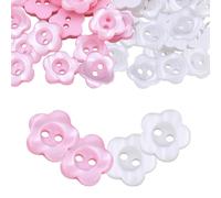 TRKETK 100 Pièces Boutons en Forme de Fleur de Prunier, Boutons Floraux à 2 Trous Boutons de Décoration de Vêtements Bouton en Résine Bébé Boutons en Tricot de 12,5 mm Boutons Fleur (Blanc + Rose)