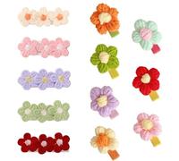 TRKETK 12 Pièces Peluche Fleur Épingle à Cheveux Bébé Épingle à Cheveux Petites Filles Ruban Complet Recouvert Accessoires de Coiffure Mignons pour Enfant Petite Fille Tout-Petits