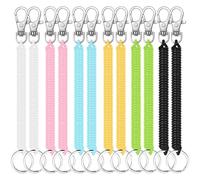 TRKETK 12 Pièces Porte-Clés en Spirale, Porte-Clés en Spirale Extensible Porte-Clés à Ressort en Plastique Porte-Clés Spirale Élastique pour Voyage, Travail, Camping, Téléphone Portable, 6 couleurs
