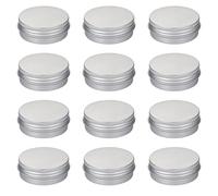 TRKETK 12 Pièces Pots en Étain en Aluminium, Récipients Vides en Aluminium Argenté Pots Cosmétiques Ronds en Étain Pots en Étain en Aluminium de 30 ML avec Couvercles à Vis Pots de Crème de Voyage