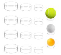 TRKETK 12 Pièces Support de Balle en Acrylique Clair Transparent Ronde Piédestal Trois Tailles Support de Balle en Plastique Rond Socle D'affichage Pour Balles de Golf Tennis Collections Volley-ball