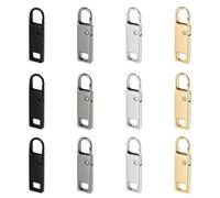 TRKETK 12 Pièces Tirettes de Réparation Fermeture Eclair Tirette Fermeture Eclair Remplacement Métal Zipper Pull Amovible Languette De Réparation pour Zipper pour Porte Monnaie Vêtements Jeans