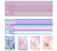 TRKETK 120 Pièces Petits Sacs Ziplock, Sacs Anti-Odeur avec Fenêtre Transparente Sacs d'Échantillons en Papier d'Aluminium Pochettes Sucrées Refermables Sacs d'Emballage Holographiques (7x10cm)