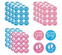 TRKETK 144 Pièces Genre Révèle de Autocollant, Étiquettes de Décoration de Révélation du Sexe de Bébé Autocollants pour Invitations de Fête Autocollants Reveal pour Fille et Garçon de L'équipe (Rond)