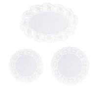 TRKETK 150 Pièces Napperon Papier Rond Dentelle Blanc, Gâteau d'emballage Tapis Napperon en Papier Rond Tapis de Papier Décoratif pour Table pour Napperons de Vaisselle de Mariage (Rond, Ovale)