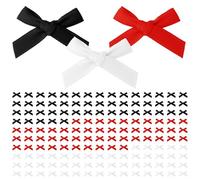 TRKETK 150 Pièces Rubans Nœuds en Satin Auto-Adhésifs, La Décoration de Cartes de Vœux 3,5x3,5 cm Mini Noeud de Ruban Noël pour L'Artisanat Coudre Le Scrapbooking Décorations de Mariage (Multicolore)