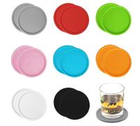 TRKETK 16 Pièces Dessous de Verre Ronds en Silicone, Antidérapants et Isolés sous-Bock Rond Design de Plat avec Rainures pour la Maison Le Bar Le Bureau Le Café la Bière Le Thé Boissons (Multicolore)