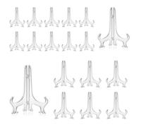 TRKETK 16 Pièces Support de Chevalet, Support d'Assiette Pliable 3 et 5 Pouces Plaque de Support en Plastique Transparent Support Assiette Decorative Chevalet en Plastique