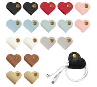 TRKETK 18 Pièces Organisateurs en Cuir Attaches de Cuir PU en Forme de Cœur Réutilisables Portable Câbles Organisateur pour écouteurs de Chargement Câble de Données Sangles de Rangement