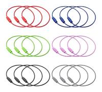 TRKETK 18 Pièces Porte-clés à Câble Coloré Multicolore Porte-Clés en Fil de Fer de 15 cm avec Serrure Tournante pour l'Extérieur et la Randonnée Porte-étiquette de Bagage Connectable