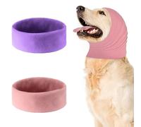 TRKETK 2 Pièces Cache-Oreilles pour Chien, Tour de Cou et Oreilles pour Chien Cache-Oreilles Silencieux pour Soulager l'Anxiété pour Le Bain Le Toilettage Réduction du Bruit (Violet + Rose, L)