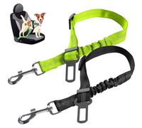 TRKETK 2 Pièces Ceinture Chien Voiture, Harnais Chien Universel Laisse pour Voiture avec Absorption de Chocs Clip de Harnais pour Animaux de Compagnie Accessoire pour Chats et Chiens (Noir, Vert)