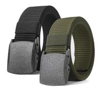 TRKETK 2 Pièces Ceinture en Nylon Homme, Ceinture Élastique pour Homme 130 cm Boucle Plastique Anti Allergie Ceinture Tactique Militaire pour un Passage Rapide à Travers la Sécurité de l'Aéroport