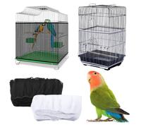 TRKETK 2 Pièces Couverture de Filet de Cage à Oiseaux, Attrape Graines pour Cage à Oiseaux Couverture de Cage à Oiseaux Universelle Jupe de Couverture de Cage à Oiseaux Anti Poussière (Blanc + Noir)