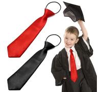 TRKETK 2 Pièces Cravate Enfant Avec Élastique, Cravates Pré-Nouées pour Enfants 28 cm Cravates Formelles Unies en Satin Cravate Formelle pour Garçons et Filles pour Mariages Anniversaires École