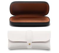 TRKETK 2 Pièces Étui à Lunettes Portable - Coque Rigide de Protection pour Hommes et Femmes - Boîte à Lunettes de Soleil en Cuir