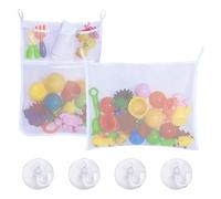 TRKETK 2 Pièces Filet de Bain pour Jouets, Organisateur de Jouets de Bain pour Bébé Organisateur de Jouets de Salle de Bain Organisateur de Jouets de Bain avec Ventouses pour Enfants (Blanc)