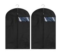 TRKETK 2 Pièces Fundas para Trajes, Bolsas de Ropa Plegables y Lavables Fundas para Ropa a Prueba de Polvo con Ventana Transparente Bolsa para Ropa con Cremallera Negra para Traje Chaqueta (100x60 cm)