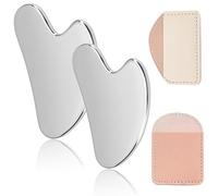 TRKETK 2 Pièces Gua Sha Acier Inoxydable, Gua Sha Outil de Massage Gua Sha Visage En Forme de Coeur Outil de Massage Outil de Massage Gua Sha pour le Visage pour les Yeux, le Cou, le Corps (Argent)
