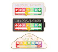 TRKETK 2 Pièces Ma Batterie Sociale et 1 Pièces Traqueur d'humeur, Ma Batterie Sociale Broche de Conversion d'humeur Broche 7 Jours Badge d'humeur Broche d'expression Créative Mignonne