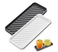 TRKETK 2 Pièces Plateau Salle de Bain en Silicone, Éponge de Rangement de Bureau Distributeur de Savon Organiseur d'Évier de Cuisine en Silicone Antidérapant Support Eponge Evier Cuisine (Blanc, Gris)