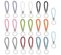 TRKETK 20 Pièces Porte-clés en Cuir Tressé Porte-clés de Voiture Multifonction Portables Multicolore Pratique et Mode Pendentif Clé pour Hommes et Femmes Voiture Moto et Maison Clé