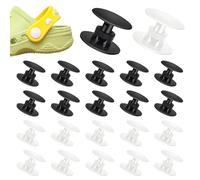 TRKETK 20 Pièces Rivets en Plastique, Boucles de Chaussures Amovibles Boucles de Décoration de Chaussures Dissimulées Fermetures de Fleurs de Chaussures Plastic Push in Rivets Fastener (Noir/Blanc)