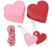 TRKETK 200 Pièces Etiquettes Kraft, Étiquettes en Forme de Cœur avec 20 m de Corde de Chanvre Étiquettes Cadeaux Vierges Double Face Cadeaux de Fête pour L'Anniversaire, Le Mariage, Noël
