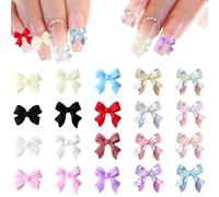 TRKETK 200 Pièces Kits De Décoration D'ongles, Pendentifs en Forme de Nœud Papillon 3D Papillon Jolis Strass En Résine Pendentifs pour Ongles en Forme de Nœud Aurora pour Décoration d'Ongles Artisanat