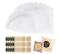 TRKETK 200 Pièces Sacs en Cellophane Transparents, Sacs à Friandises à Pois Blancs avec Autocollants Sacs OPP à Points Auto-adhésifs pour Bonbons Cadeaux Biscuits Chocolats Boulangerie (2 Tailles)