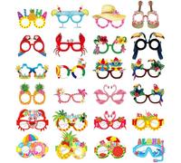 TRKETK 24 Pièces Lunettes de Fête Hawaïennes, Drôles Lunettes en Papier Hibiscus Lunettes de Fête sur le Thème Prendre une Photo Hawaïen Tropical Parfaits Accessoires pour Les Enfants Adultes