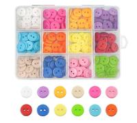 TRKETK 240 pièces boutons colorés, boutons ronds en plastique à 2 trous 15 mm boutons de couture avec boîte de rangement 12 boutons de couleurs mélangées for vêtements, couture, tricot, artisanat, bri