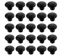 TRKETK 25 Pièces Boutons D'armoire Ronds, Boutons de Porte Noirs en Acier Inoxydable Bouton de Porte de Placard Boutons de Tiroir en Forme de Champignon Avec vis de Montage (30 mm)