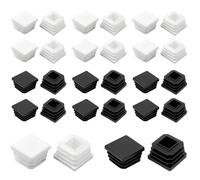 TRKETK 28 Pièces Bouchons Carrés en Plastique, 25 x 25 mm Bouchon pour Tuyau Carré Embouts Intérieurs de Tube Noir et Blanc Embouts de Tube Antidérapants pour Tables, Chaises, Meubles de lit