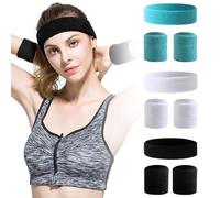 TRKETK 3 Pièces Ensemble Bandeau et Serre Poignets, Bandeaux Anti Transpiration pour Homme et Femme en Coton Éponge pour Gym Tennis Sport Football Course à Pied Gymnastique (3 Couleurs)