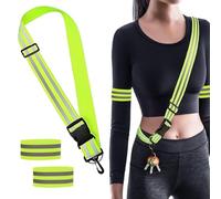 TRKETK 3 Pièces Équipement de Course Réfléchissant, Ceinture Réfléchissante Haute Visibilité avec 2 Brassards Ceinture Réfléchissante Réglable pour La Course Le Vélo La Moto La Plupart des Gens