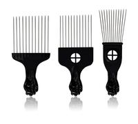 TRKETK 3 Pièces Peigne Afro en Métal, Peignes à Cheveux en Métal Peigne à Cheveux à Dents Larges Peigne Afro Pick Ensemble Outil de Coiffure Professionnel pour Femmes Et Hommes (Noir)