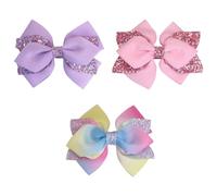 TRKETK 3 Pièces Pinces à Cheveux en Forme de Nœud pour Madame Barrette à Cheveux avec Nœud Scintillant Mignonnes Colorées Antidérapantes Mode Accessoires Capillaires Pour Femmes