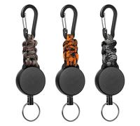 TRKETK 3 Pièces Porte-Clés Rétractable, Rétractable Badges Reel Clip avec Câble en Fil d'Acier de 60 cm Porte-Clés Extensible Retractable ID Badge Holder pour La Randonnée,L'extérieur