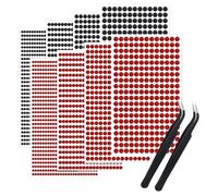 TRKETK 3584 Pièces Strass Autocollant, Strasss Adhesif Rond avec Pincettes Autocollants Strass Rouges et Noirs pour DIY Artisanat les Vêtements d'Artisanat d'Art d'Ongle (3/4/5/6mm)