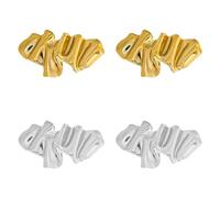 TRKETK 4 Pièces Broches en Métal Doré et Argent de Forme Irrégulière Broche Femme Vintage Simple élégance Accessoires Alliage Épinglette pour Mariages Fête Manteau Robe et Vêtements