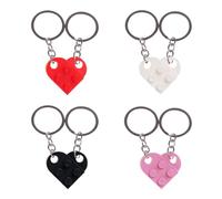 TRKETK 4 Pièces Ensemble de Porte-clés Coeur, Porte-clés Saint Valentin Ensemble de Porte-clés Coeur Brique Multicolore Porte-clés Coeur pour Petit Ami Petite Amie Petit Porte-clés Coeur Brique