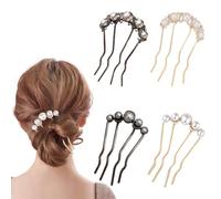 TRKETK 4 Pièces Épingles À Cheveux Avec Perles Epingle Cheveux Femme Forme De U Épingle élégantes Fourchettes en Métal Vintage Pince à Cheveux Pour Mariage bal Fête Filles Demoiselle d'honneur