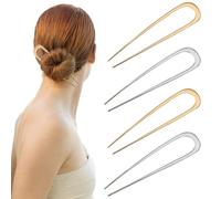TRKETK 4 Pièces Épingles à Cheveux Françaises en Métal, Épingle à Cheveux en Forme de U Épingles à Cheveux Torsadées Françaises Épingles à Cheveux en Métal pour Femmes Filles Coiffure (2 Couleurs)